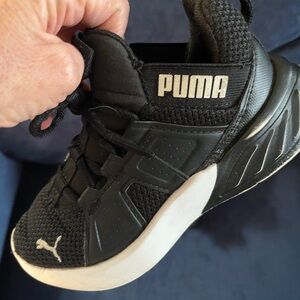 Puma Kids Black Sneakers with White Logo Sz 13